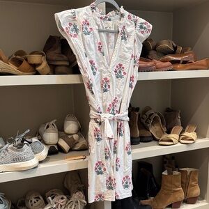 Marea, Liz joy, Floral White Dress with Pink Accents